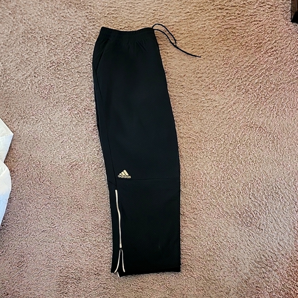 Adidas athletic pants with zip on each leg